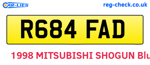 R684FAD are the vehicle registration plates.