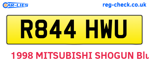 R844HWU are the vehicle registration plates.
