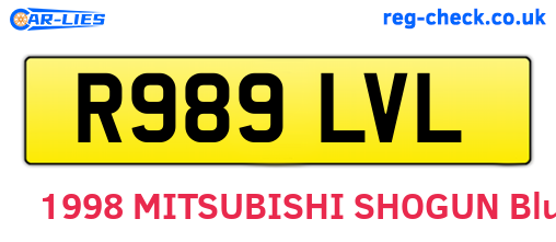 R989LVL are the vehicle registration plates.