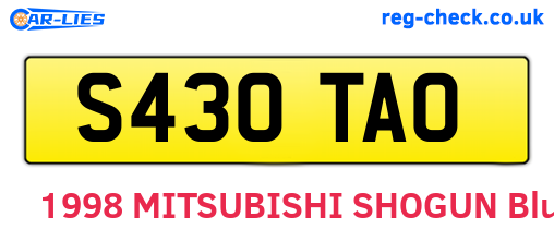 S430TAO are the vehicle registration plates.
