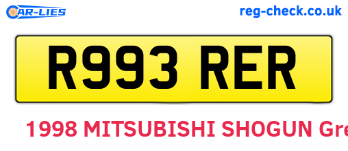 R993RER are the vehicle registration plates.