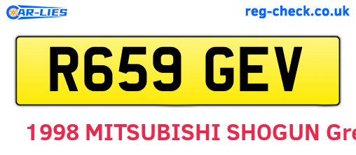 R659GEV are the vehicle registration plates.