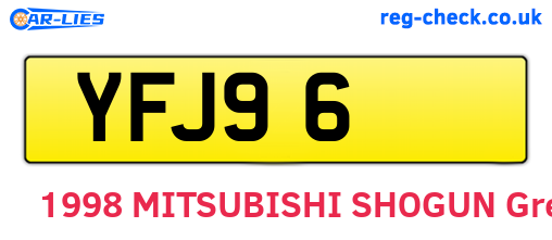 YFJ96 are the vehicle registration plates.