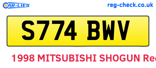 S774BWV are the vehicle registration plates.