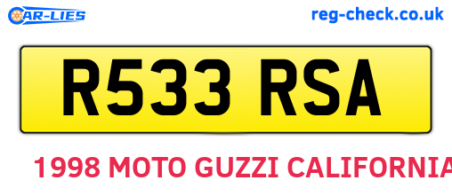 R533RSA are the vehicle registration plates.