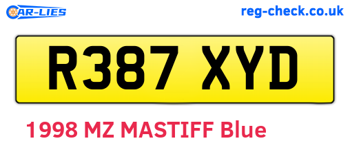 R387XYD are the vehicle registration plates.