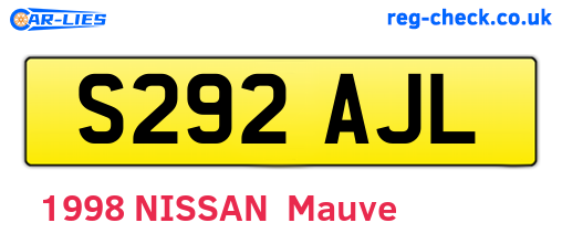 S292AJL are the vehicle registration plates.