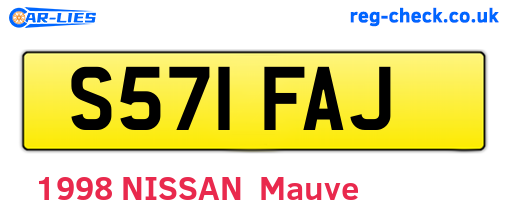 S571FAJ are the vehicle registration plates.