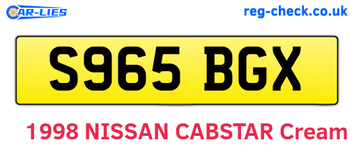 S965BGX are the vehicle registration plates.