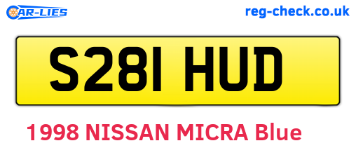 S281HUD are the vehicle registration plates.