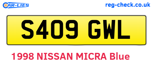 S409GWL are the vehicle registration plates.