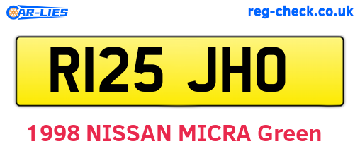 R125JHO are the vehicle registration plates.