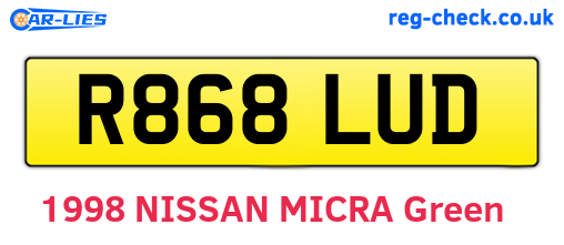 R868LUD are the vehicle registration plates.