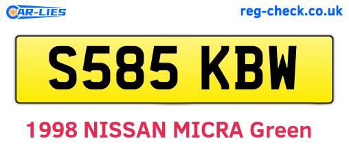 S585KBW are the vehicle registration plates.