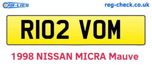 R102VOM are the vehicle registration plates.