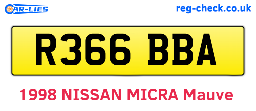 R366BBA are the vehicle registration plates.
