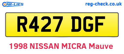 R427DGF are the vehicle registration plates.