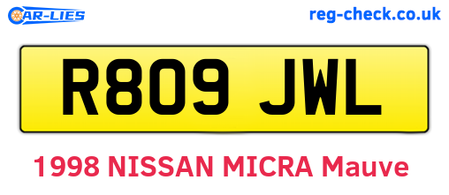 R809JWL are the vehicle registration plates.