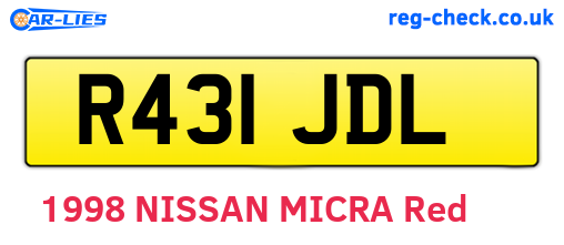 R431JDL are the vehicle registration plates.