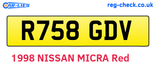 R758GDV are the vehicle registration plates.