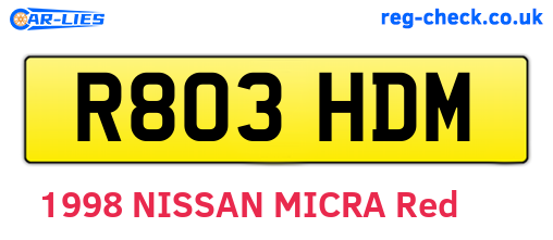 R803HDM are the vehicle registration plates.