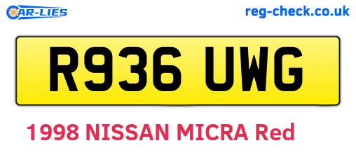 R936UWG are the vehicle registration plates.