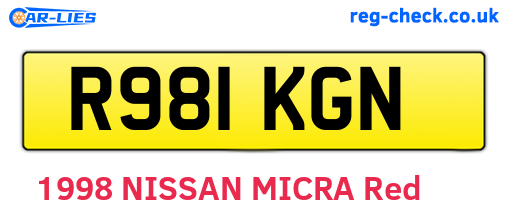 R981KGN are the vehicle registration plates.