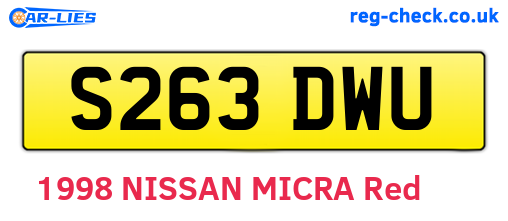 S263DWU are the vehicle registration plates.