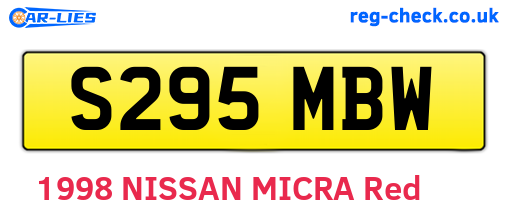 S295MBW are the vehicle registration plates.