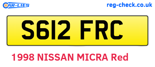 S612FRC are the vehicle registration plates.