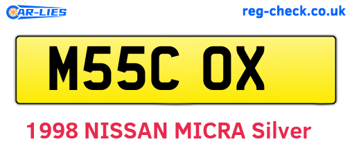 M55COX are the vehicle registration plates.