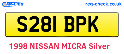 S281BPK are the vehicle registration plates.
