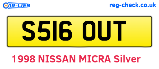 S516OUT are the vehicle registration plates.