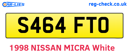 S464FTO are the vehicle registration plates.