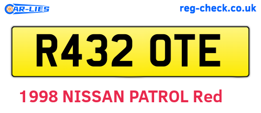 R432OTE are the vehicle registration plates.