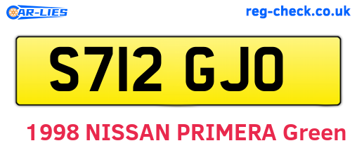 S712GJO are the vehicle registration plates.