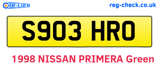 S903HRO are the vehicle registration plates.