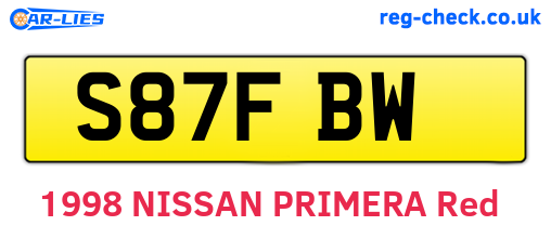 S87FBW are the vehicle registration plates.