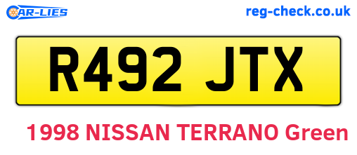 R492JTX are the vehicle registration plates.