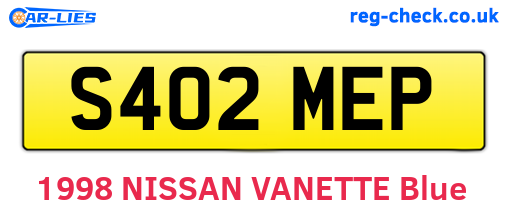 S402MEP are the vehicle registration plates.