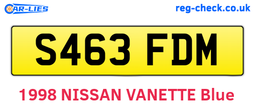 S463FDM are the vehicle registration plates.