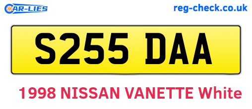 S255DAA are the vehicle registration plates.