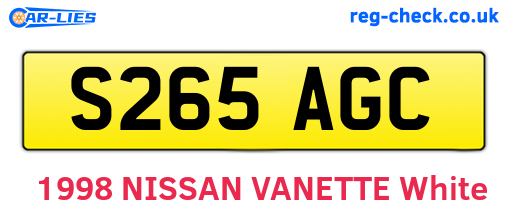 S265AGC are the vehicle registration plates.