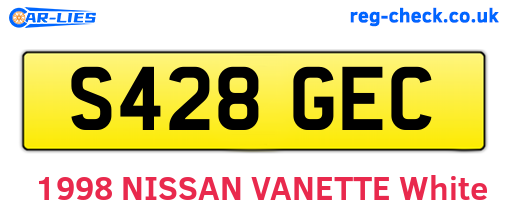 S428GEC are the vehicle registration plates.