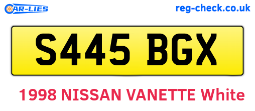 S445BGX are the vehicle registration plates.