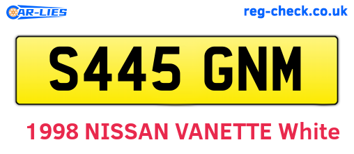 S445GNM are the vehicle registration plates.