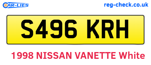 S496KRH are the vehicle registration plates.