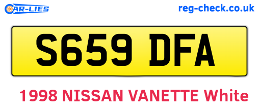 S659DFA are the vehicle registration plates.
