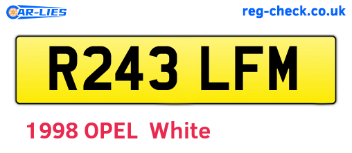 R243LFM are the vehicle registration plates.