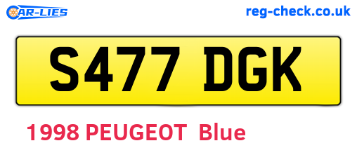 S477DGK are the vehicle registration plates.